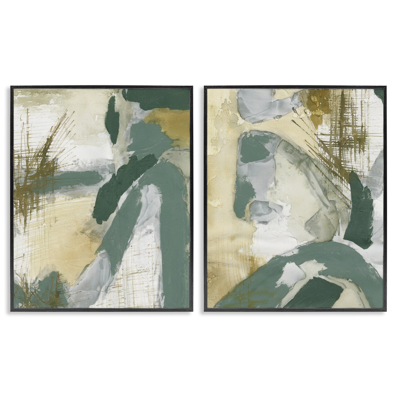 Stupell Industries Rustic Abstraction in Neutrals 2pc Framed Giclee Wall Art Set Design by Vanna Lam